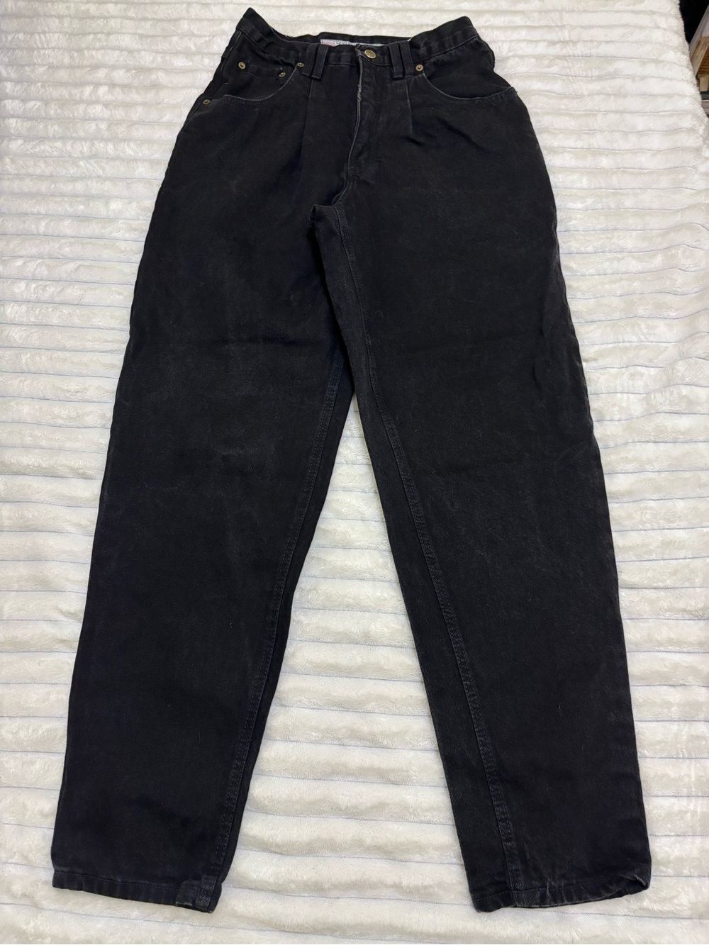 Vintage Zena jeans high rise mom black denim baggy 90s pleated tapered leg